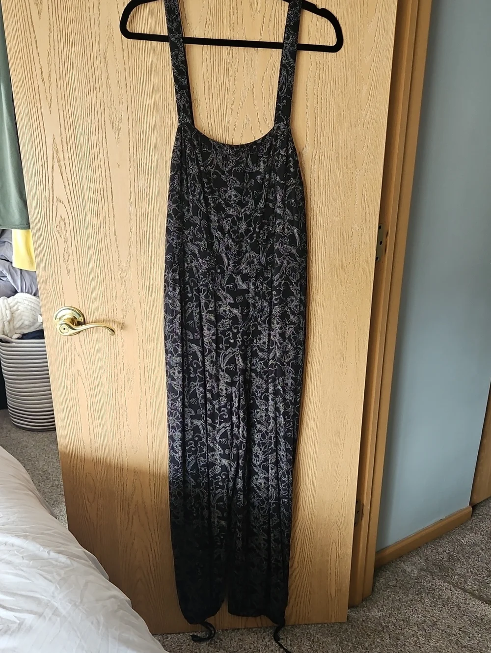 Universal Thread Black Jumpsuit with White Floral Print